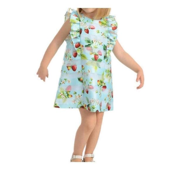 NWOT Pastourelle by Pippa & Julie Strawberry Flutter Sleeve Shift Dress Girls 5 - Picture 1 of 9
